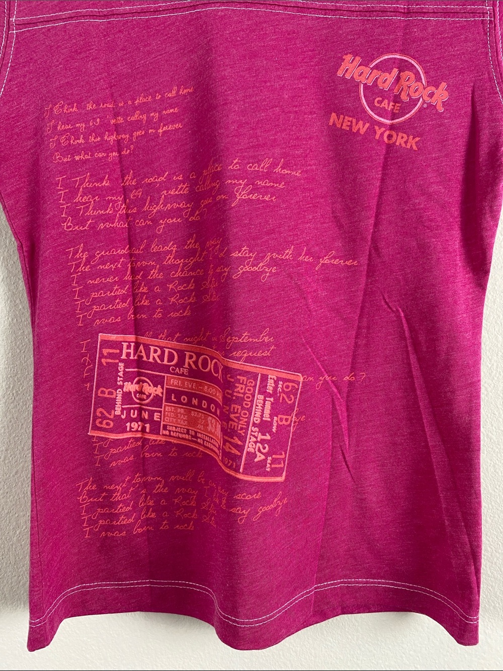Hard Rock Cafe New York Y2K Let’s Play Short Sleeve Baby Tee | Pink - Picture 4 of 13
